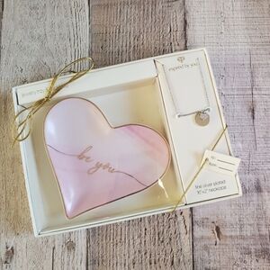 "Be You" 2pc Charm Necklace Heart & Trinket Tray Set